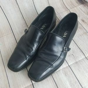 PRADA Black Leather Loafer Shoes 7.5/8.5/41.5